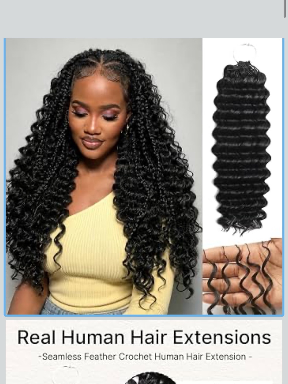 HUMAN HAIR Deep Wave Miracle Knots Crochet Human Hair, 22 Inch 65g